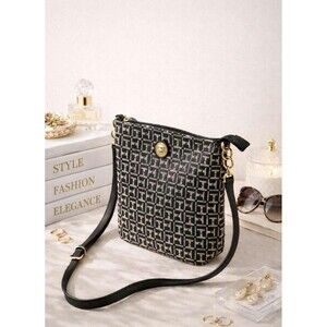 Tommy Hilfiger Bag / Crossbody Black White Monogram / Y2K Bag / Classic Preppy